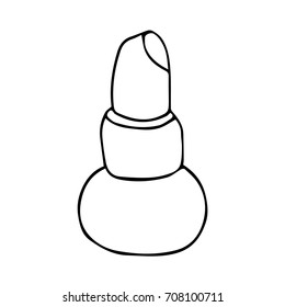 Lipstick vector illustration. Doodle style. Design icon, print, logo, poster, symbol, decor, textile, paper, card. 