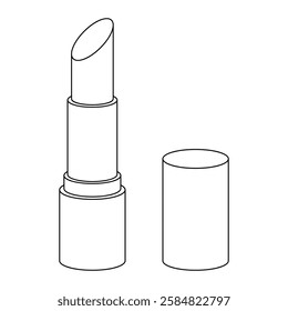 Lipstick vector illustration. Makeup and beauty product. Black outline isolated on white background.