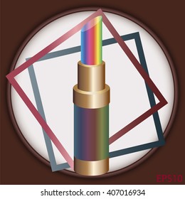 Lipstick . Vector illustration of lipstick. Makeup. Rainbow lipstick. To make banners, posters, advertising projects.