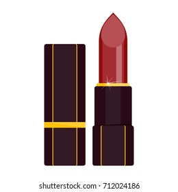 Lipstick vector isolated on a white background. Open lipstick, pink, stylish packaging. Flat design vector illustration.