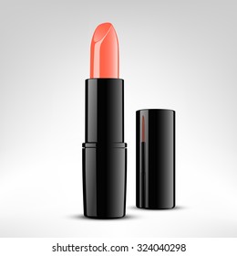 Lipstick vector. Light red color lipstick isolated on white background.