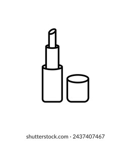 Ilustración de icono de línea de vectores de lápiz labial.