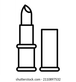 Lipstick Vector Outline Icon Isolated On White Background
