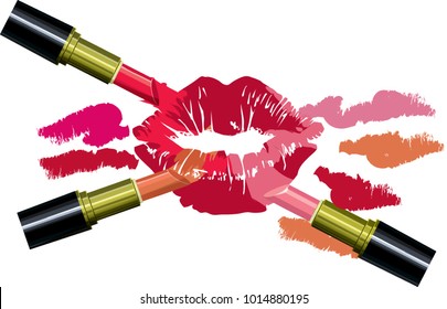 lipstick vector red and kiss