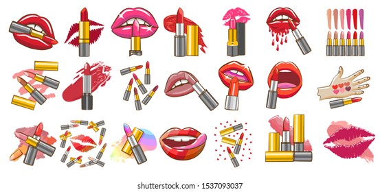 lipstick vector set graphic design
