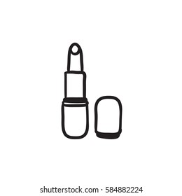 Lipstick vector sketch icon isolated on background. Hand drawn Lipstick icon. Lipstick sketch icon for infographic, website or app.