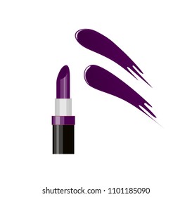 Lipstick violet and stroke isolated on white background