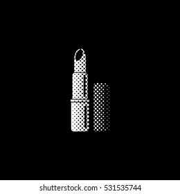 lipstick - white vector icon ; halftone illustration