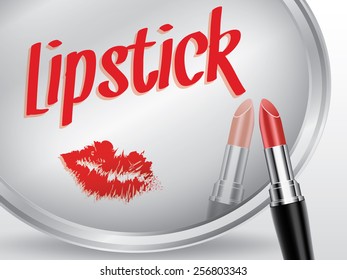 Lipstick written on mirror, vector illustration