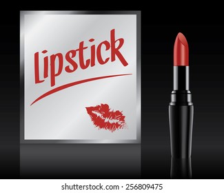 Lipstick written on mirror, vector illustration