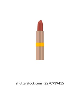 A lipstick with a yellow band on it and a red lipstick on the bottom.