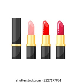 Lipsticks cartoon illustration. Packages of decorative cosmetics, lipstick. Skin care, beauty concept