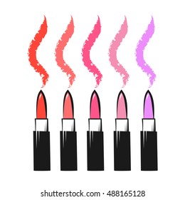 Lipsticks colorful, vector illustration isolated