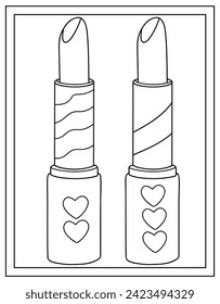 Lipsticks coloring page designed in hand drawn vector 