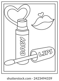 Lipsticks coloring page designed in hand drawn vector 