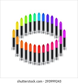 Lipsticks many colorful