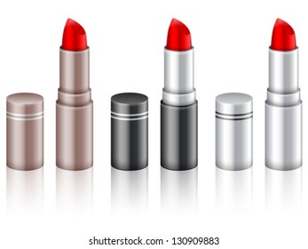Lipsticks on a white background. Vector illustration.