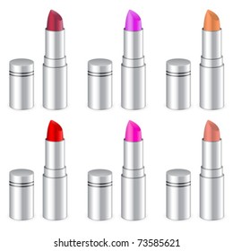 Lipsticks on a white background. Vector illustration.