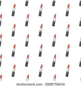 Los Palillos Lipstices Patrón Sin Marea En Un Fondo Blanco. Ilustración del vector del tema de maquillaje