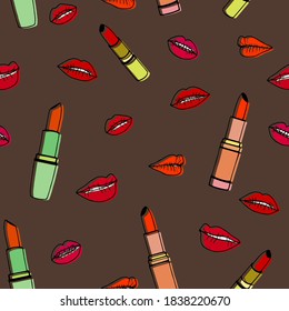 Lipsticks seamless pattern. Vector stock illustration eps10.
