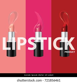Lipsticks set background vector illustration
