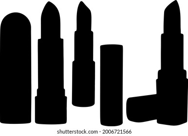 Lipsticks in a set. Vector image.