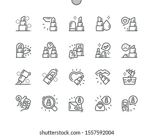 Lipsticks Well-crafted Pixel Perfect Vector Thin Line Icons 30 2x Grid for Web Graphics and Apps. Simple Minimal Pictogram