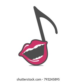 lipsync logo template with singing mouth and tone symbol in one shape