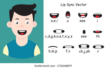 LipSync Vector Design Male with Smiley Face blue Sweater - vector