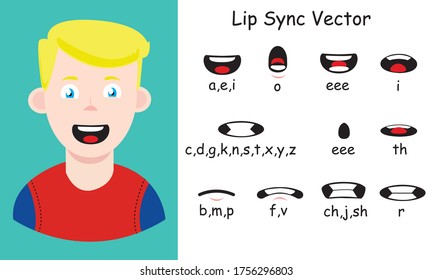 LipSync Vector Design Male with Smiley Face Red Sweater - vector