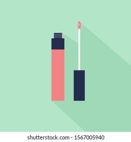 Liptint Cosmetic Design Element Flat Linear Colored on Grey Background with Long Shadow Vector Illustration