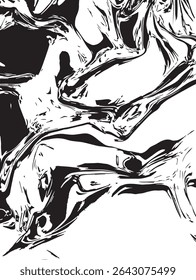 Liquefied Metal with Irregular Flow Paths on White Background for Futuristic, Abstract, or Sci-Fi Designs