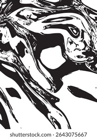 Liquefied Metal with Irregular Flow Paths on White Background for Futuristic, Abstract, or Sci-Fi Designs