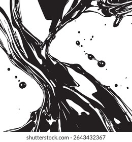 Liquefied Metal with Irregular Flow Paths on White Background for Futuristic, Abstract, or Sci-Fi Designs