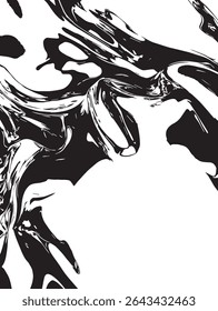 Liquefied Metal with Irregular Flow Paths on White Background for Futuristic, Abstract, or Sci-Fi Designs