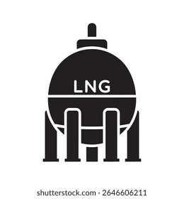 Liquefied natural gas storage tank glyph icon for LNG fuel energy industry and petroleum gas containment vector graphic design vector solid glyph icon
