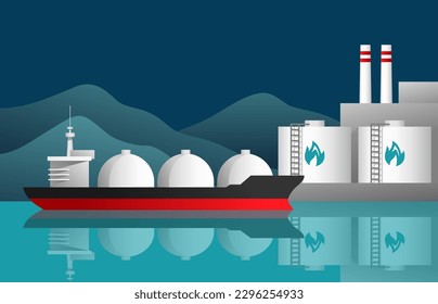 Illustration von Flüssiggas-Terminals - Transport und Verteilung, Seehafen und Energietransport