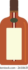 Ilustración de botella de licor con estilo de Vector plano simple en color naranja