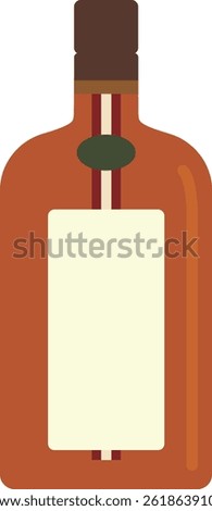 Liqueur Bottle Illustration with Simple Flat Vector Style in Orange Color