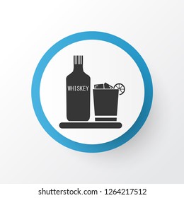 Liqueur icon symbol. Premium quality isolated whiskey with ice element in trendy style.