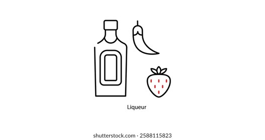 Liqueur Vector Icon - Sweet and Flavored Alcoholic Drink Bottle Illustration