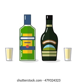 Liqueurs vector icons set.  