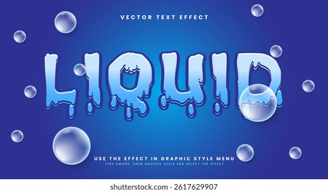 Liquid 3D editable text effect template Suitable for water bubble theme