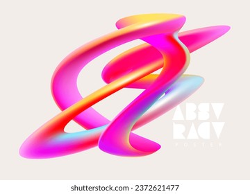 Liquid 3D geometric shapes. Abstract iridescent form of spiral lines.		