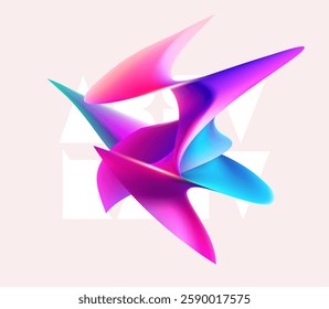 Liquid 3D geometric shapes. Abstract iridescent form of spiral circles. liquid design element.