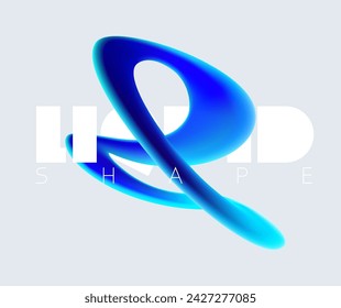 Formas geométricas 3D líquidas. Forma azul de la línea espiral. Diseño de póster abstracto.