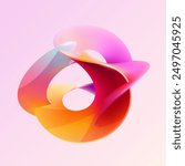 Liquid 3D geometric shapes. Colored ball of spiral line. Vector design elements.