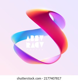 Liquid 3D geometric shapes  Colored ball spiral line  Abstract vector design element