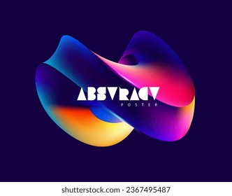 Liquid 3D geometric shapes. Colored ball of spiral line. Abstract vector design element