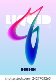 Liquid 3D geometric shapes. Colored form of spiral line. Abstract poster design.